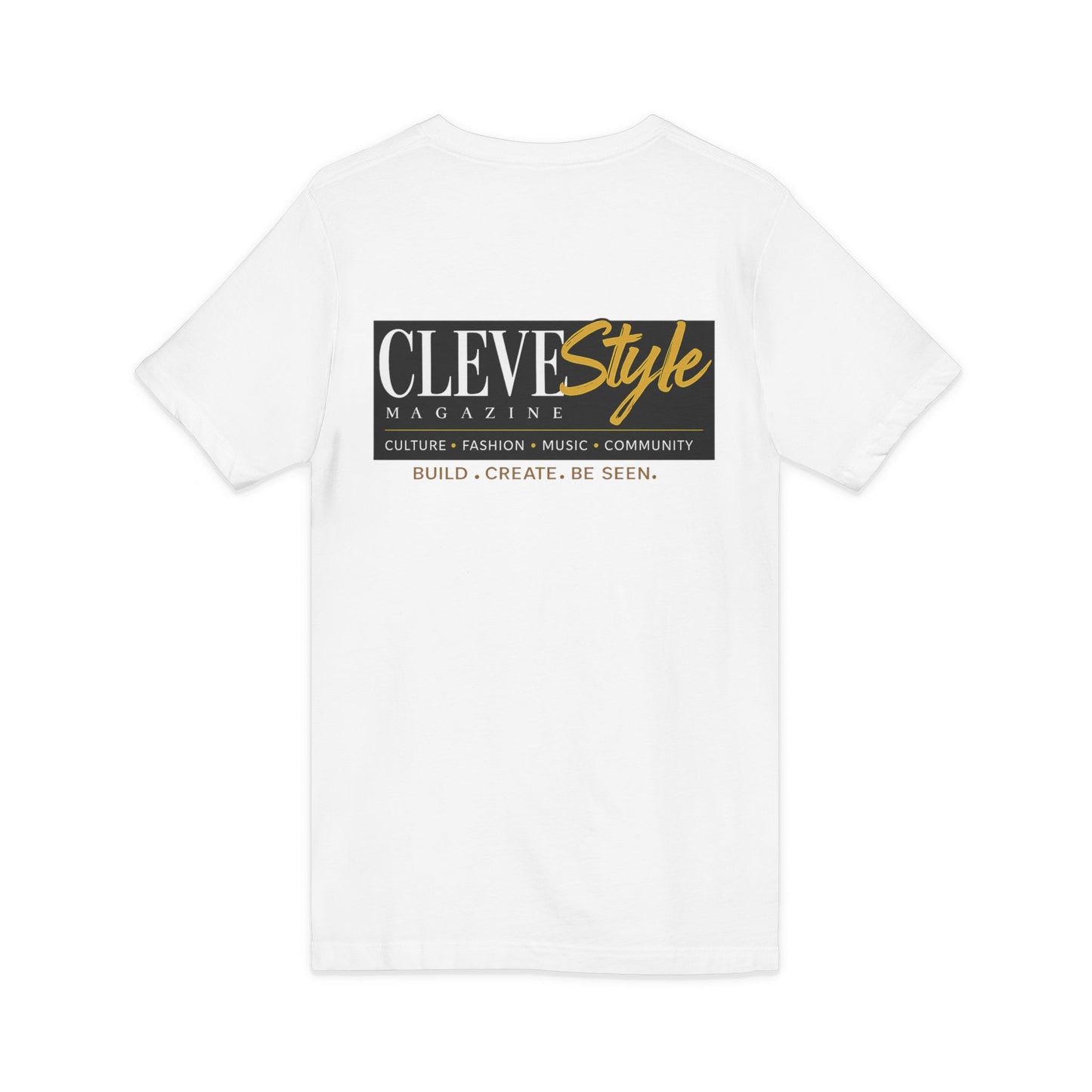 CLEVEstyle Logo V‑Neck Tee — Build Create Be Seen Back Graphic