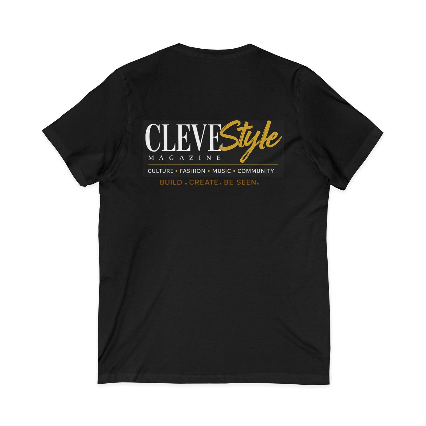 CLEVEstyle Logo V‑Neck Tee — Build Create Be Seen Back Graphic
