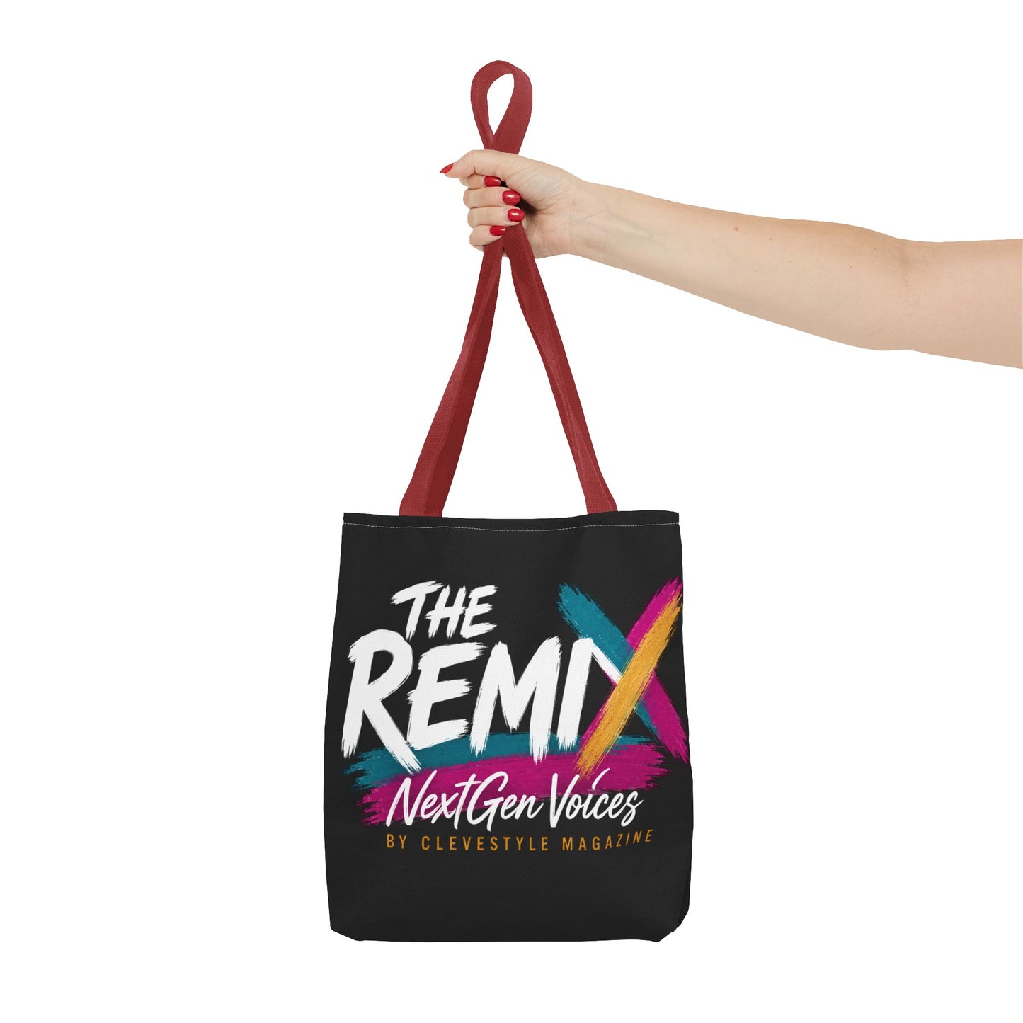 The Remix Tote Bag — NextGen Voices Magazine Logo AOP Tote