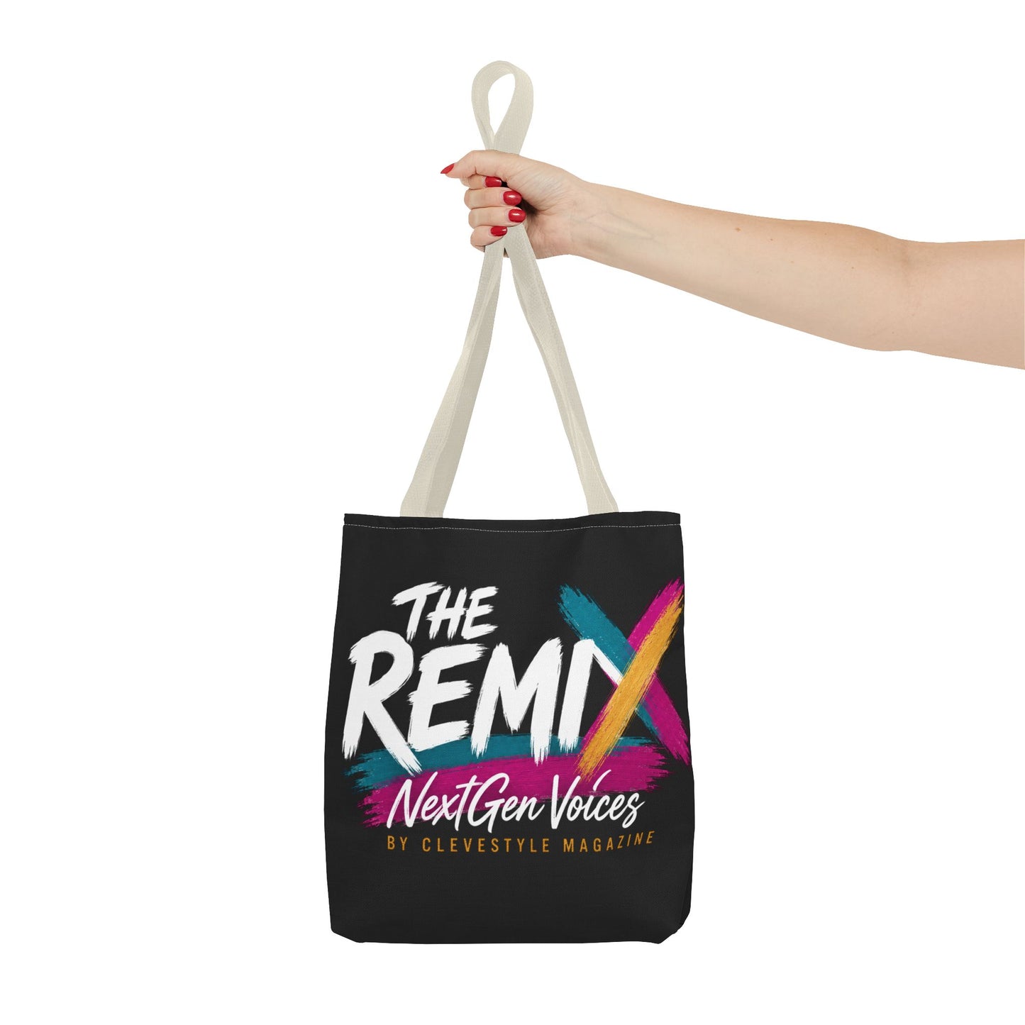 The Remix Tote Bag — NextGen Voices Magazine Logo AOP Tote