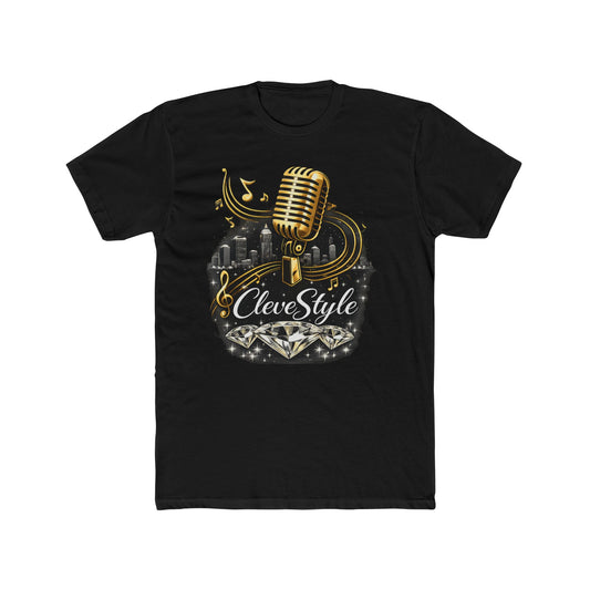 Music Microphone T‑Shirt — "CleveStyle" Retro Gold Mic Graphic Tee