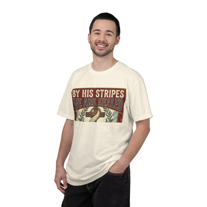 Christian T-Shirt — "By His Stripes We Are Healed" Vintage Faith Tee