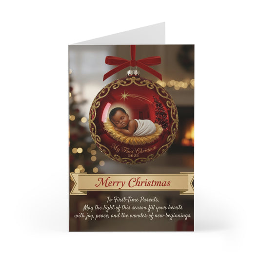 Christmas Baby Greeting Cards (7-Pack) — "Merry Christmas" New Parents First Christmas Card Set