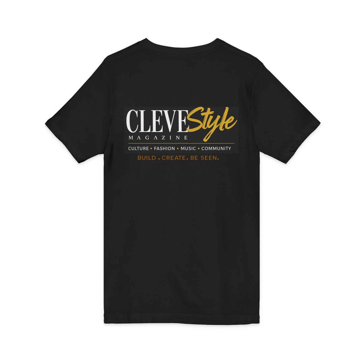 CLEVEstyle Logo V‑Neck Tee — Build Create Be Seen Back Graphic