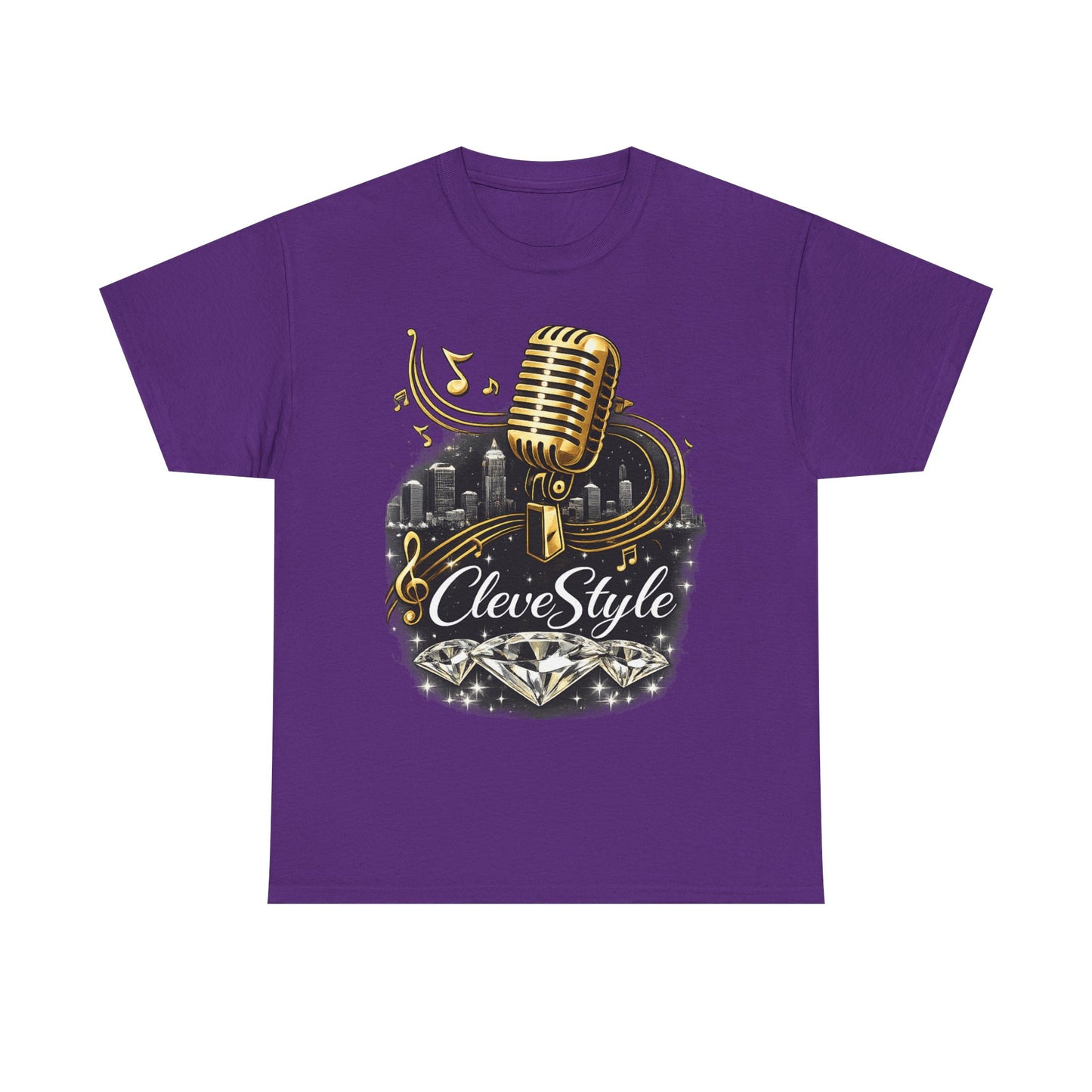 Microphone Music Tee — "CleveStyle" Vintage Gold Mic Music T‑Shirt