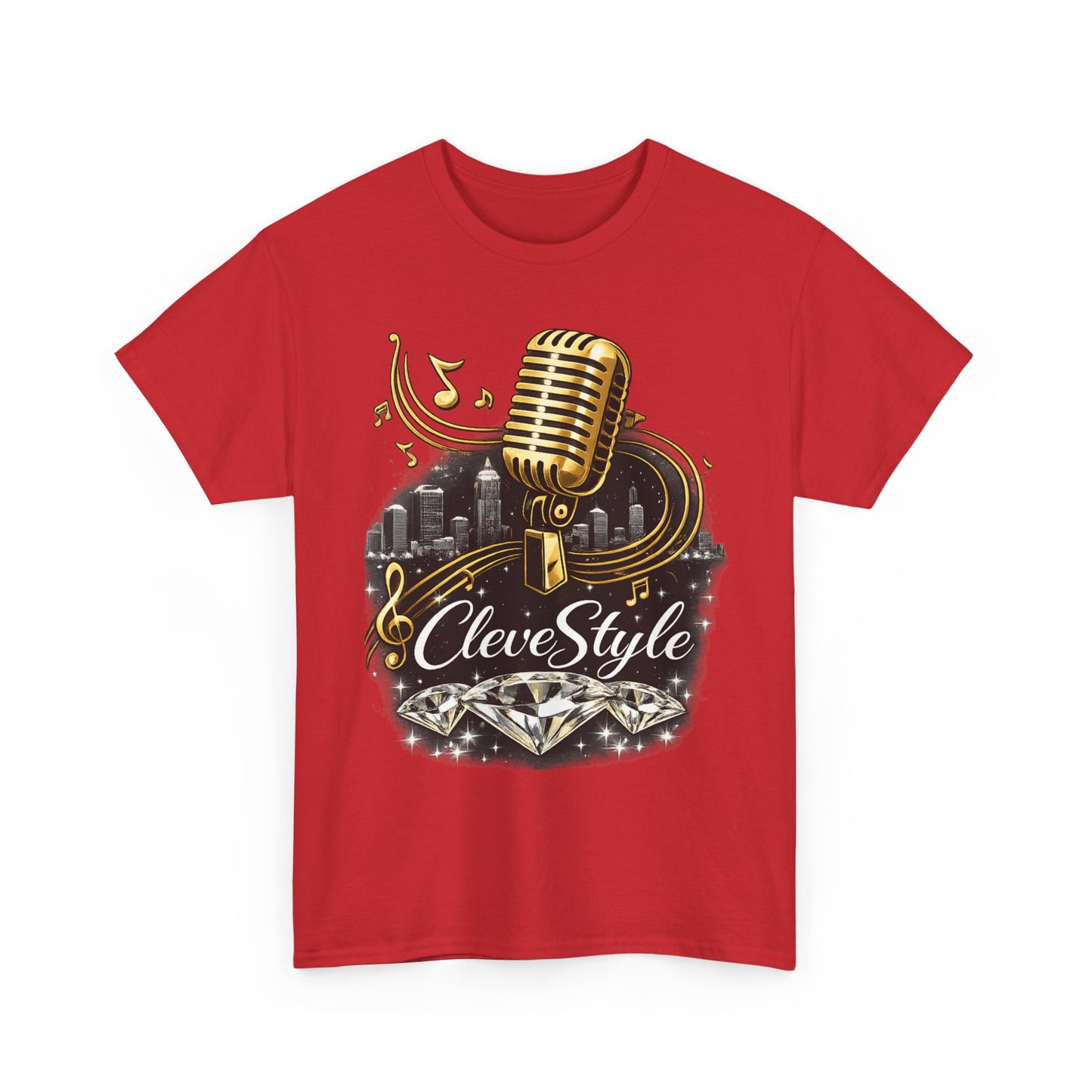 Microphone Music Tee — "CleveStyle" Vintage Gold Mic Music T‑Shirt