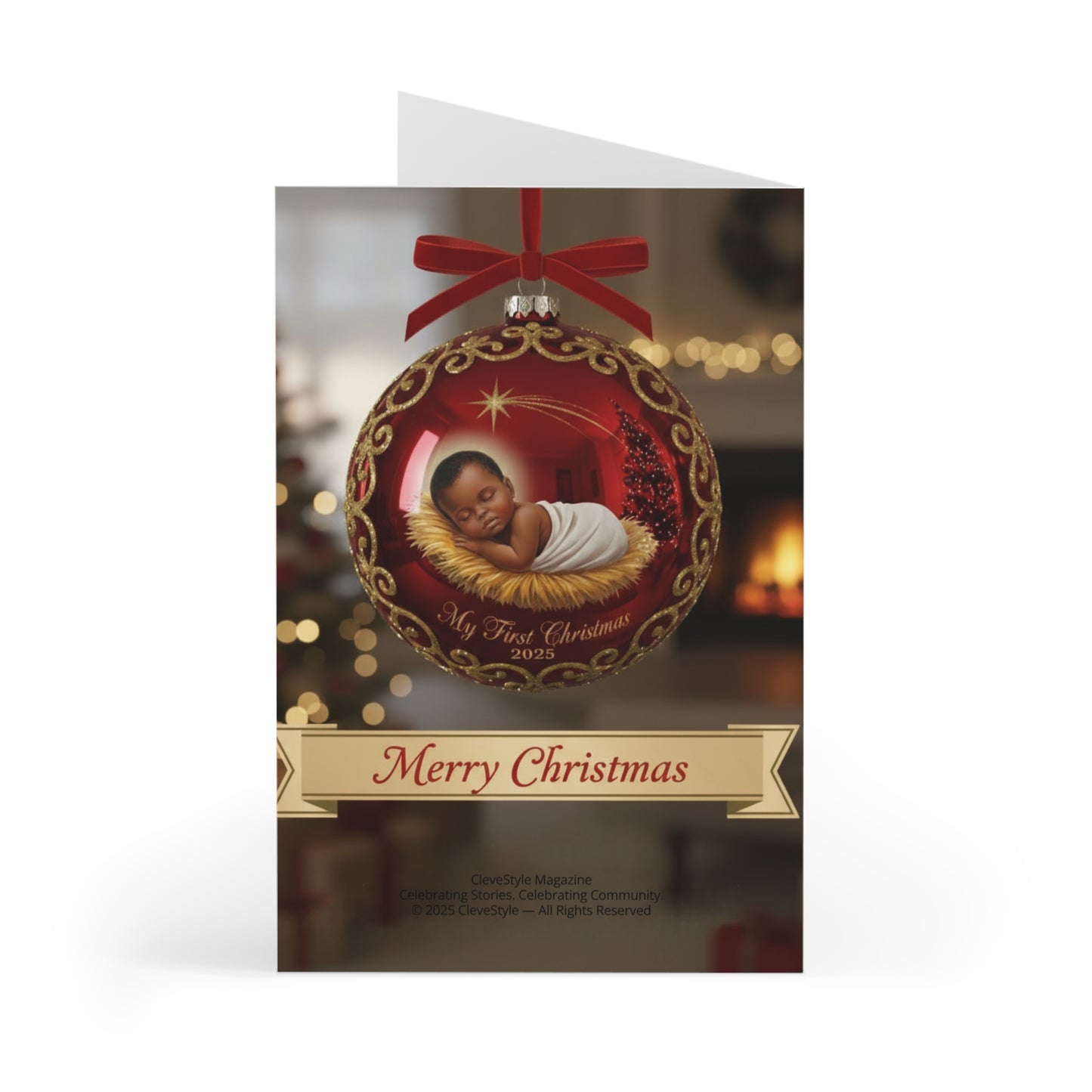 Christmas Baby Greeting Cards (7-Pack) — "Merry Christmas" New Parents First Christmas Card Set