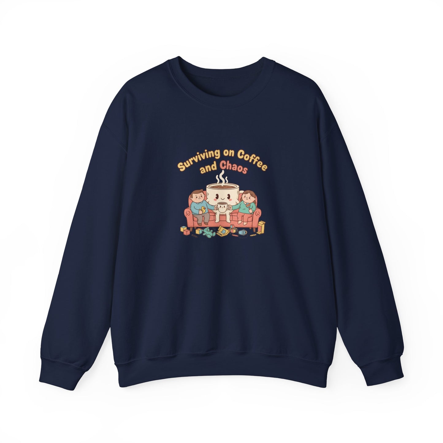 Surviving on Coffee and Chaos Sweatshirt | parenting morning humor, tired parent