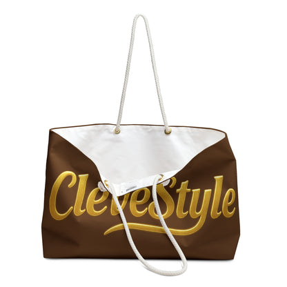 Weekender Bag — White CleveStyle Logo Travel Tote