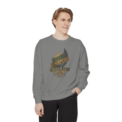 Sweatshirt — "Purpose Rooted in Faith" Vintage Religious Crewneck