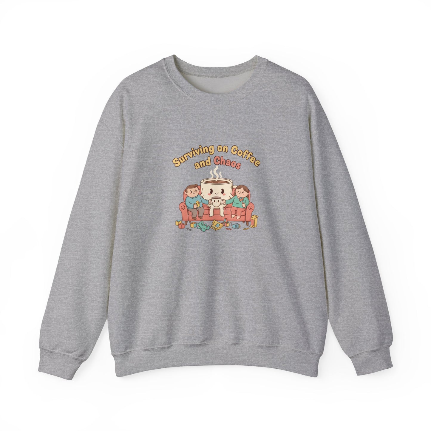 Surviving on Coffee and Chaos Sweatshirt | parenting morning humor, tired parent