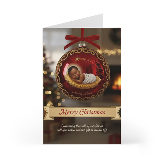 Christmas Card Set — "Merry Christmas" Baby in Ornament (7-Pack)