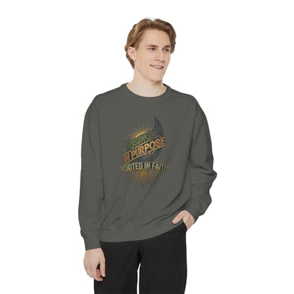 Sweatshirt — "Purpose Rooted in Faith" Vintage Religious Crewneck
