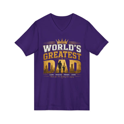 World's Greatest Dad V-Neck Tee — Father's Day Gift Shirt