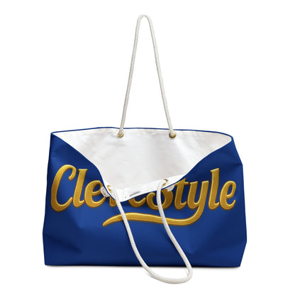 CleveStyle Weekender Bag — Gold Script Tote for Travel & Weekend Getaways