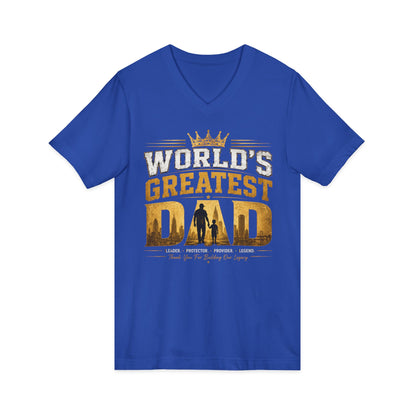 World's Greatest Dad V-Neck Tee — Father's Day Gift Shirt