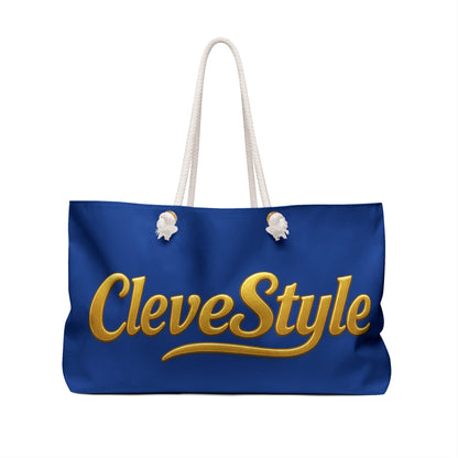 CleveStyle Weekender Bag — Gold Script Tote for Travel & Weekend Getaways