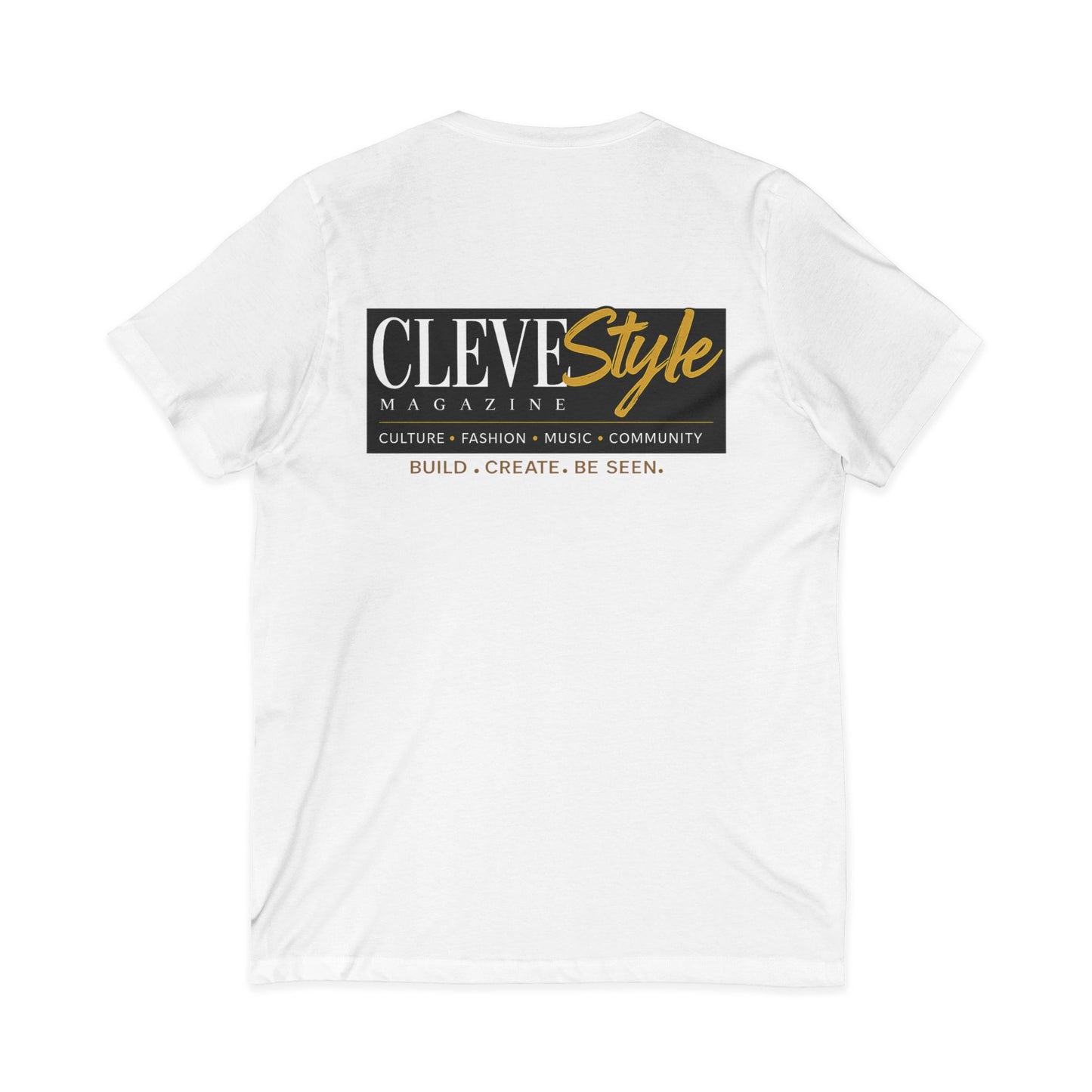 CLEVEstyle Logo V‑Neck Tee — Build Create Be Seen Back Graphic