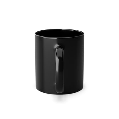 Black 11oz Coffee Mug — "Independent Artist Month" Gold Script Microphone Design