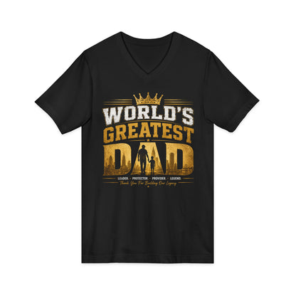 World's Greatest Dad V-Neck Tee — Father's Day Gift Shirt