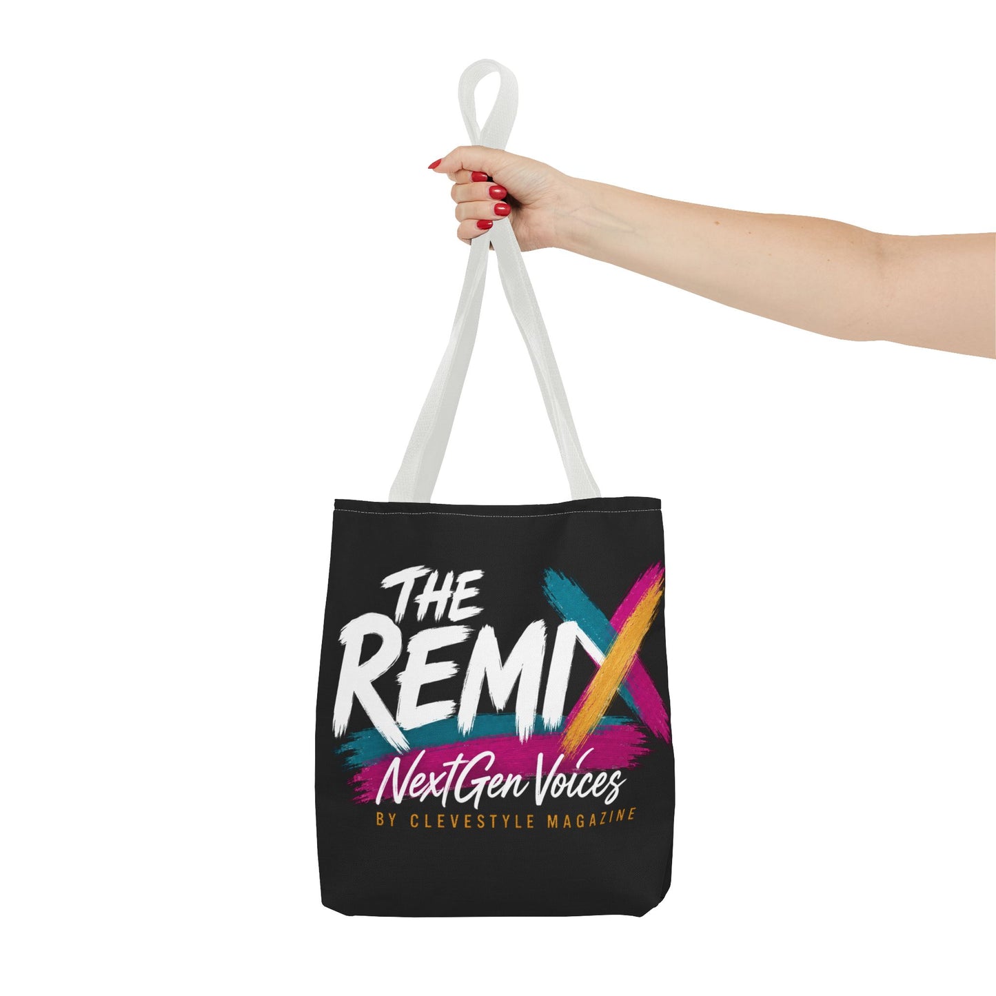 The Remix Tote Bag — NextGen Voices Magazine Logo AOP Tote