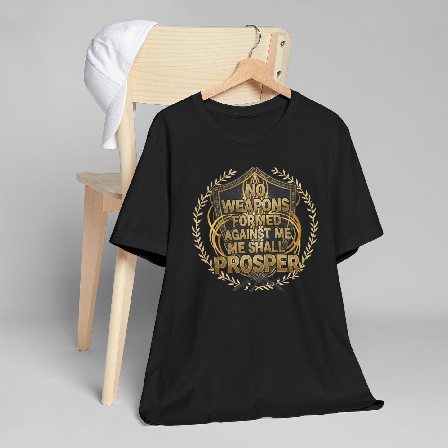 No Weapons Formed Against Me Shall Prosper Shield T-Shirt