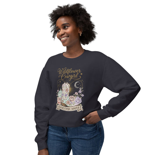 Wildflower Cowgirl Sweatshirt — Rhinestone Rodeo Floral Western Crewneck