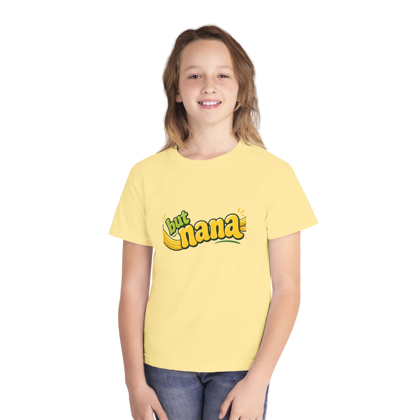 But Nana Kids T-Shirt — Cute Yellow Banana Graphic Tee for Kids