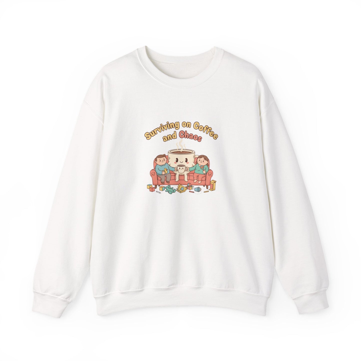 Surviving on Coffee and Chaos Sweatshirt | parenting morning humor, tired parent