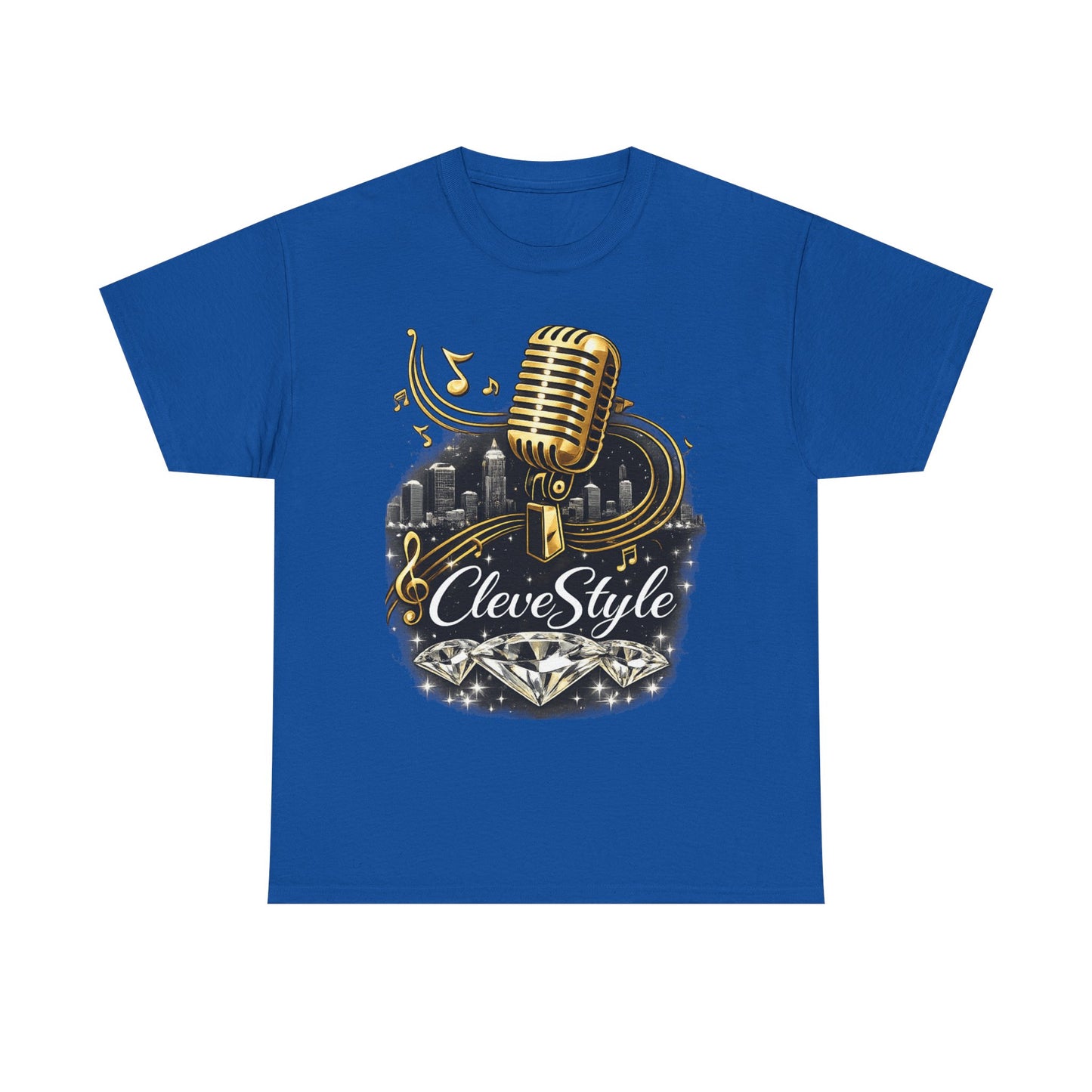 Microphone Music Tee — "CleveStyle" Vintage Gold Mic Music T‑Shirt