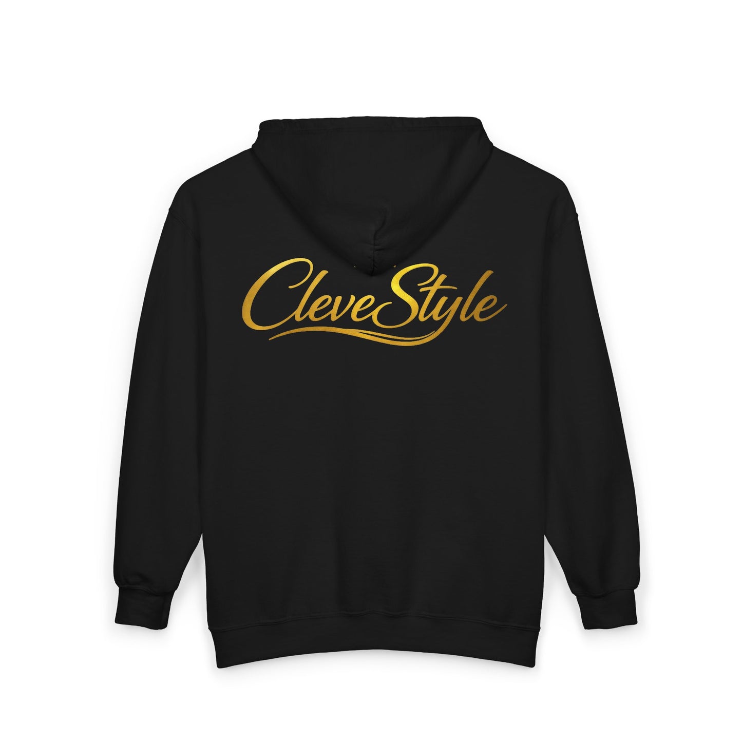 CleveStyle Zip Hoodie — Gold Crown Script Full-Zip Hooded Sweatshirt