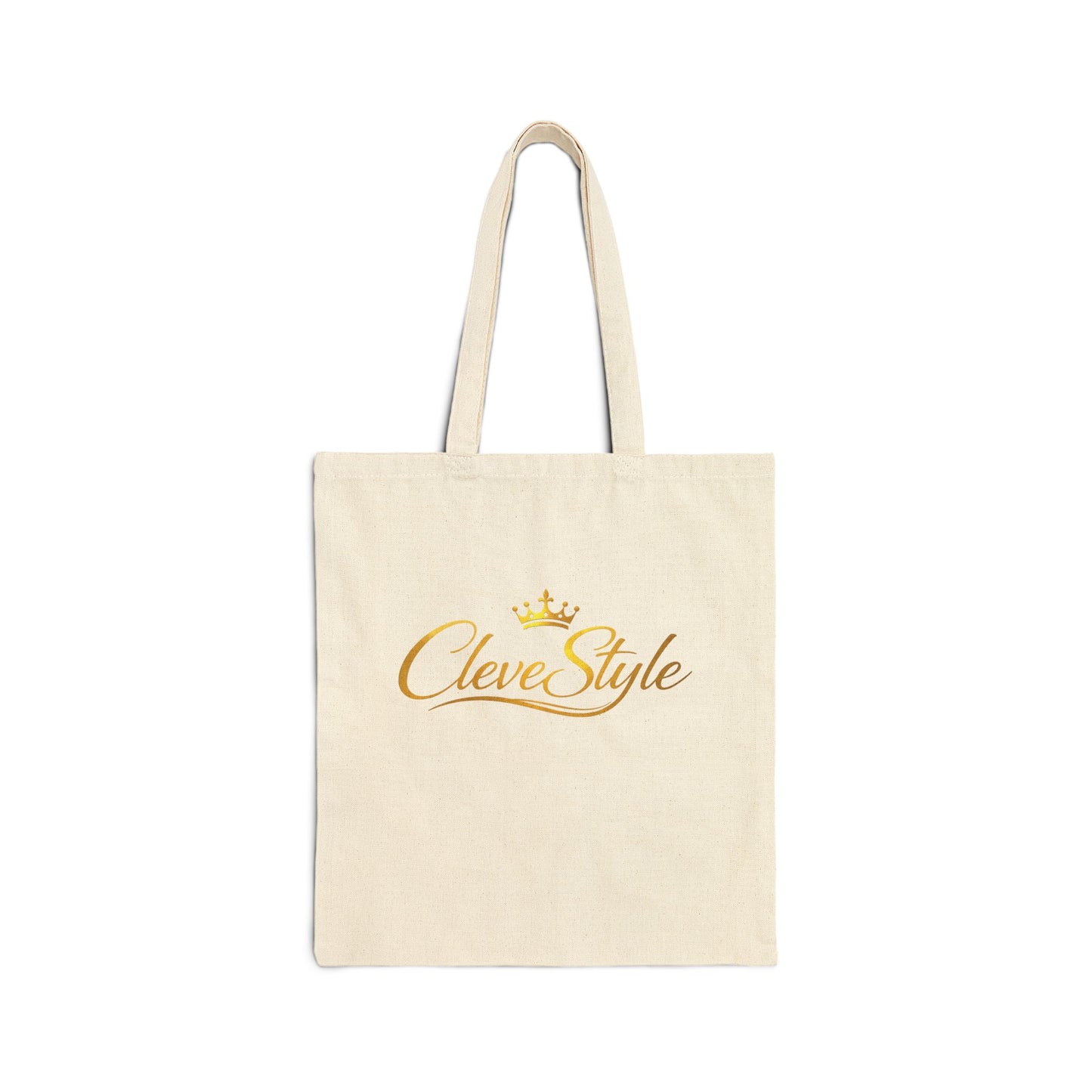 Canvas Tote Bag — "CleverStyle" Gold Script Logo Eco Shopper