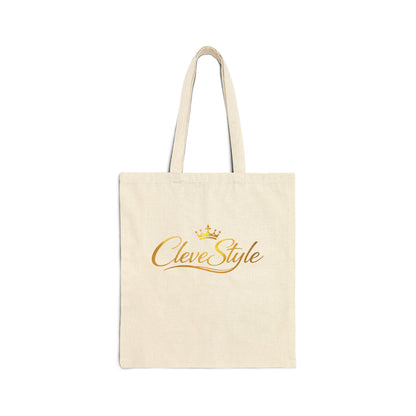 Canvas Tote Bag — "CleverStyle" Gold Script Logo Eco Shopper