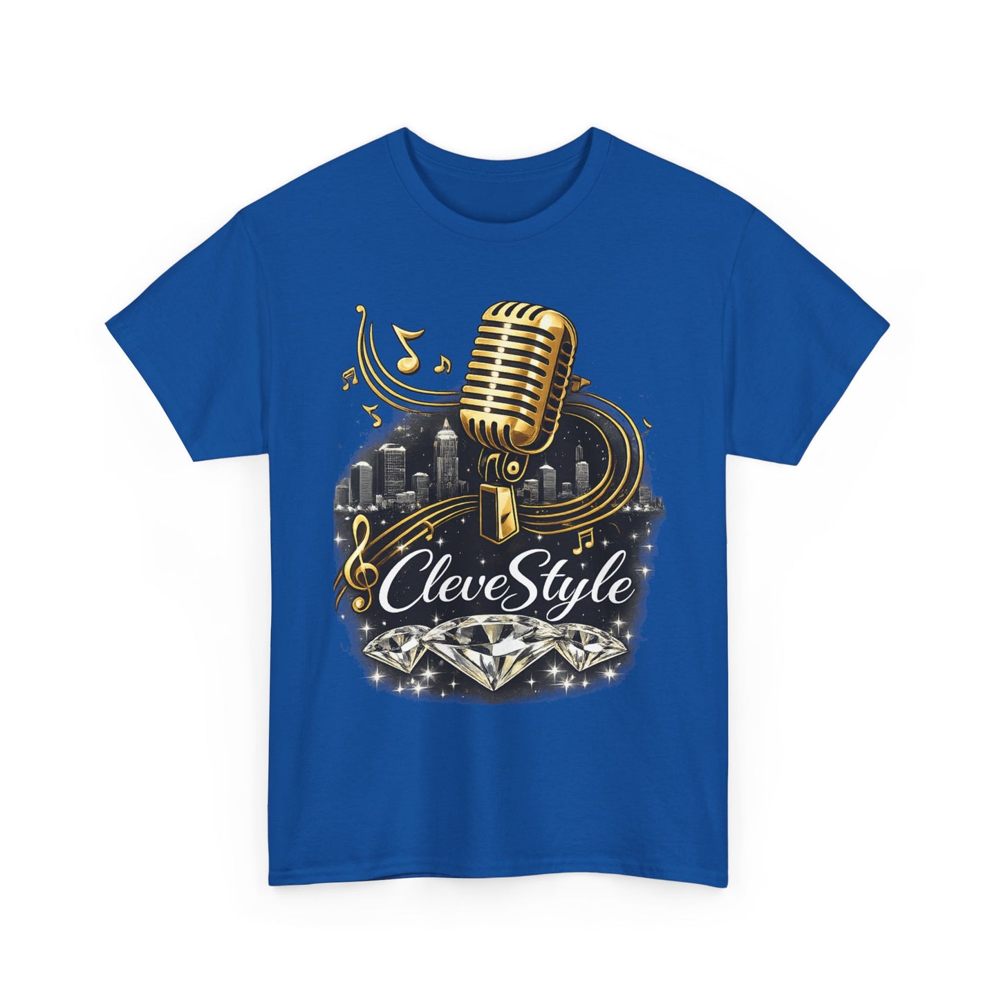 Microphone Music Tee — "CleveStyle" Vintage Gold Mic Music T‑Shirt