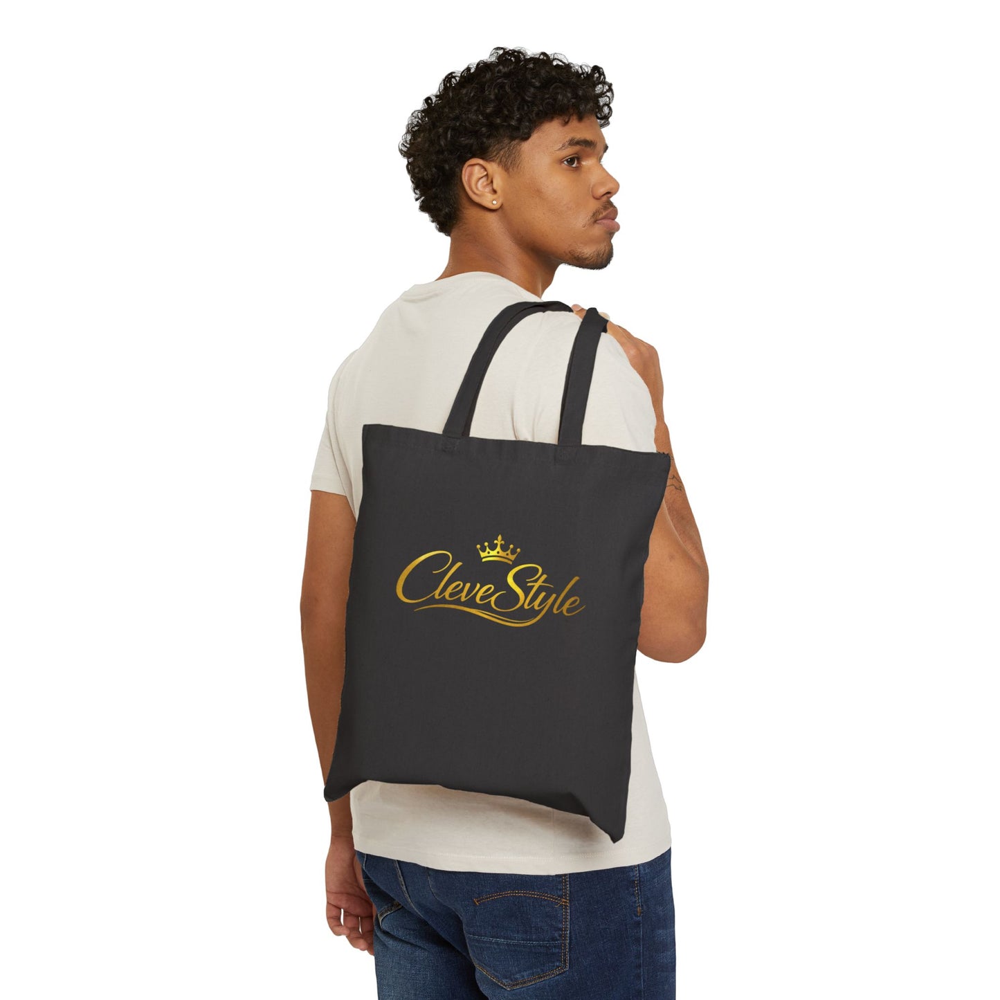Canvas Tote Bag — "CleverStyle" Gold Script Logo Eco Shopper
