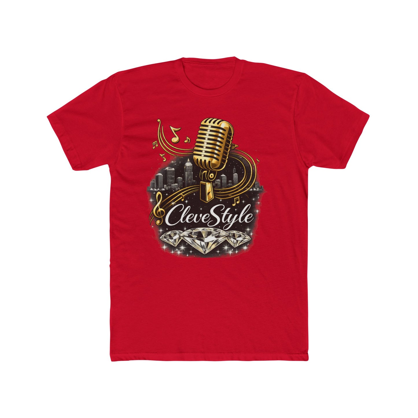 Music Microphone T‑Shirt — "CleveStyle" Retro Gold Mic Graphic Tee