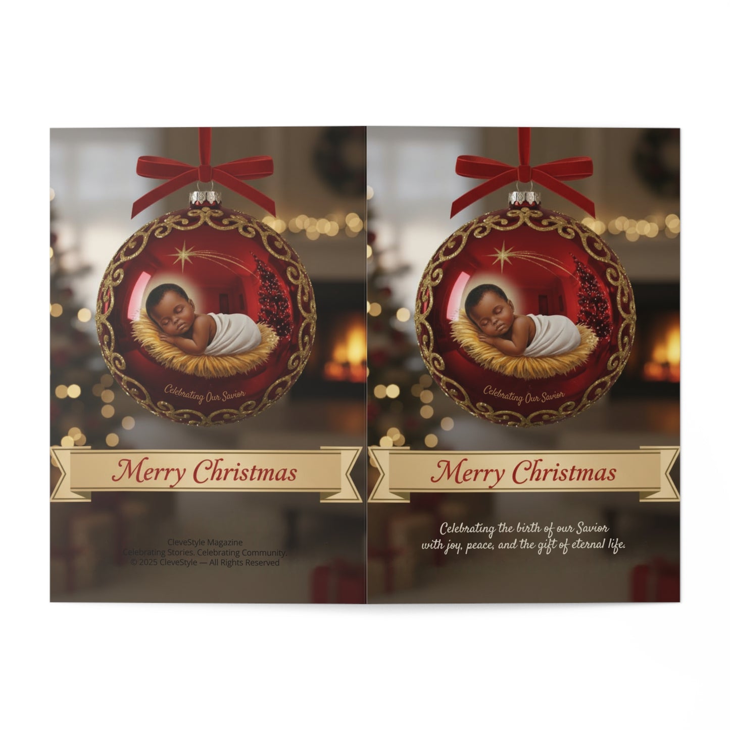 Christmas Card Set — "Merry Christmas" Baby in Ornament (7-Pack)