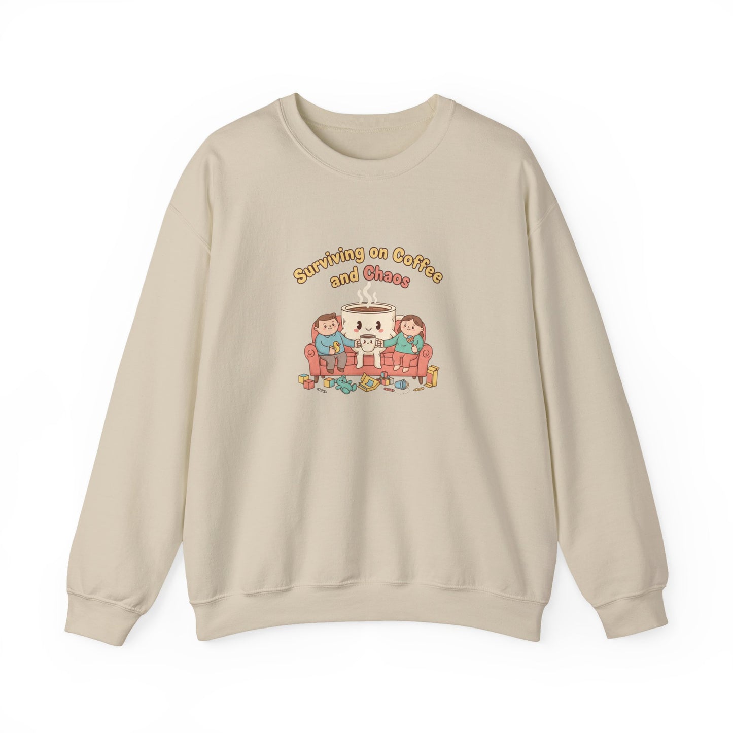 Surviving on Coffee and Chaos Sweatshirt | parenting morning humor, tired parent