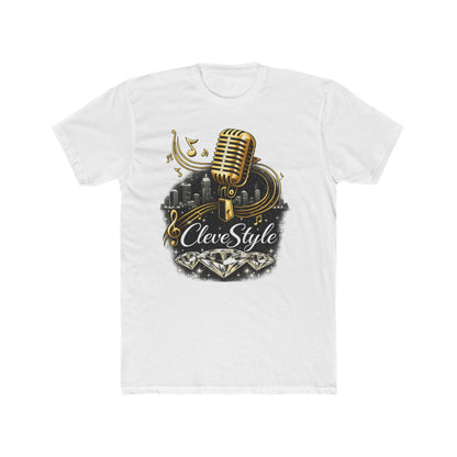 Music Microphone T‑Shirt — "CleveStyle" Retro Gold Mic Graphic Tee