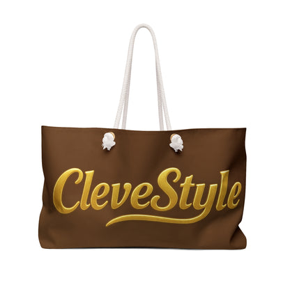 Weekender Bag — White CleveStyle Logo Travel Tote