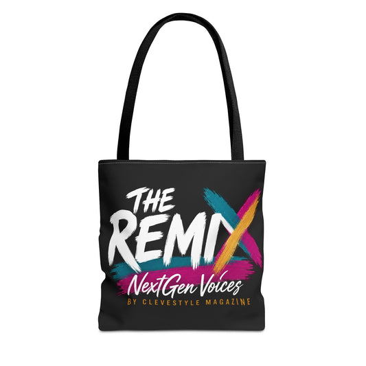 The Remix Tote Bag — NextGen Voices Magazine Logo AOP Tote
