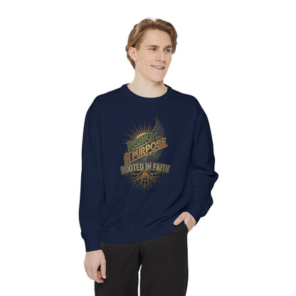 Sweatshirt — "Purpose Rooted in Faith" Vintage Religious Crewneck