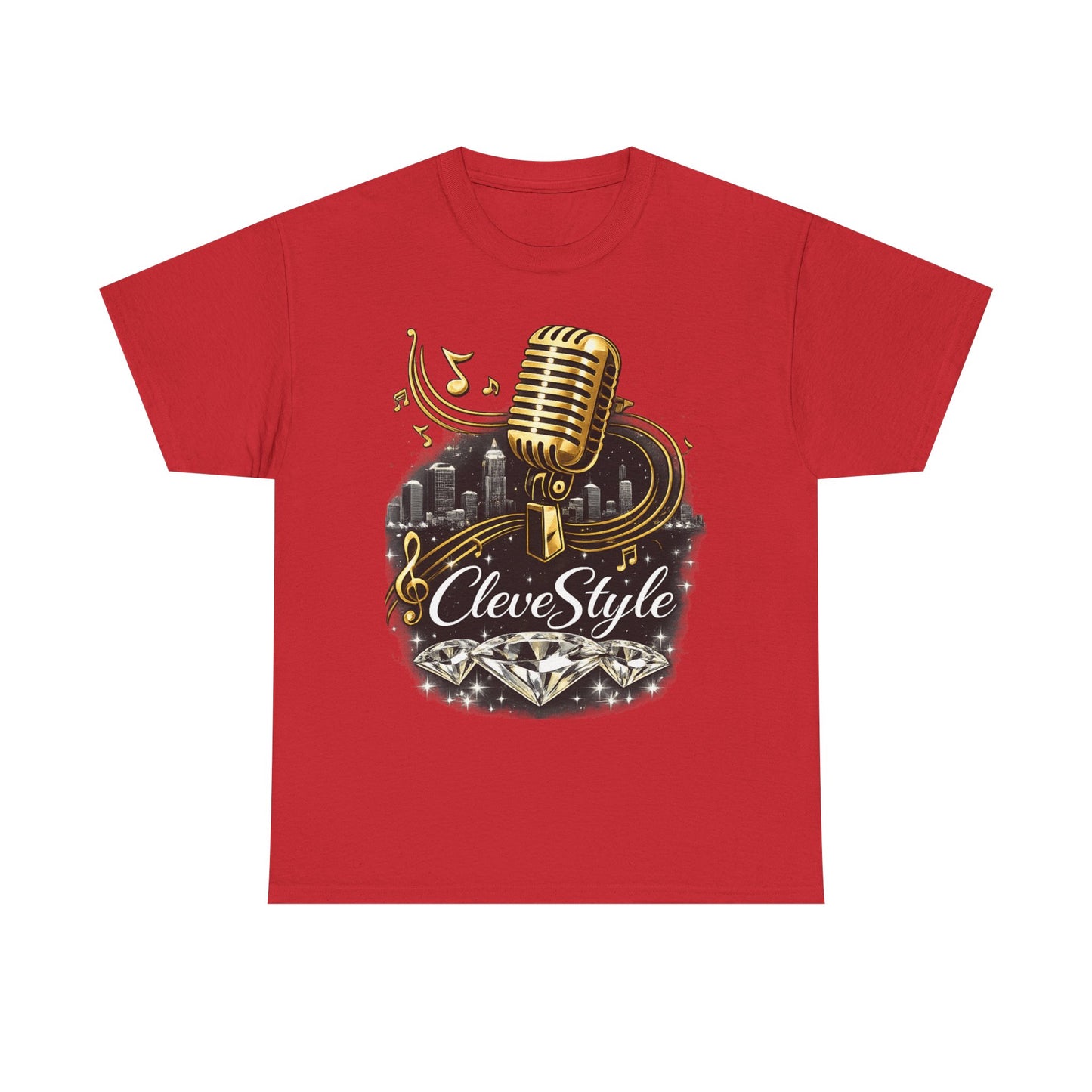Microphone Music Tee — "CleveStyle" Vintage Gold Mic Music T‑Shirt