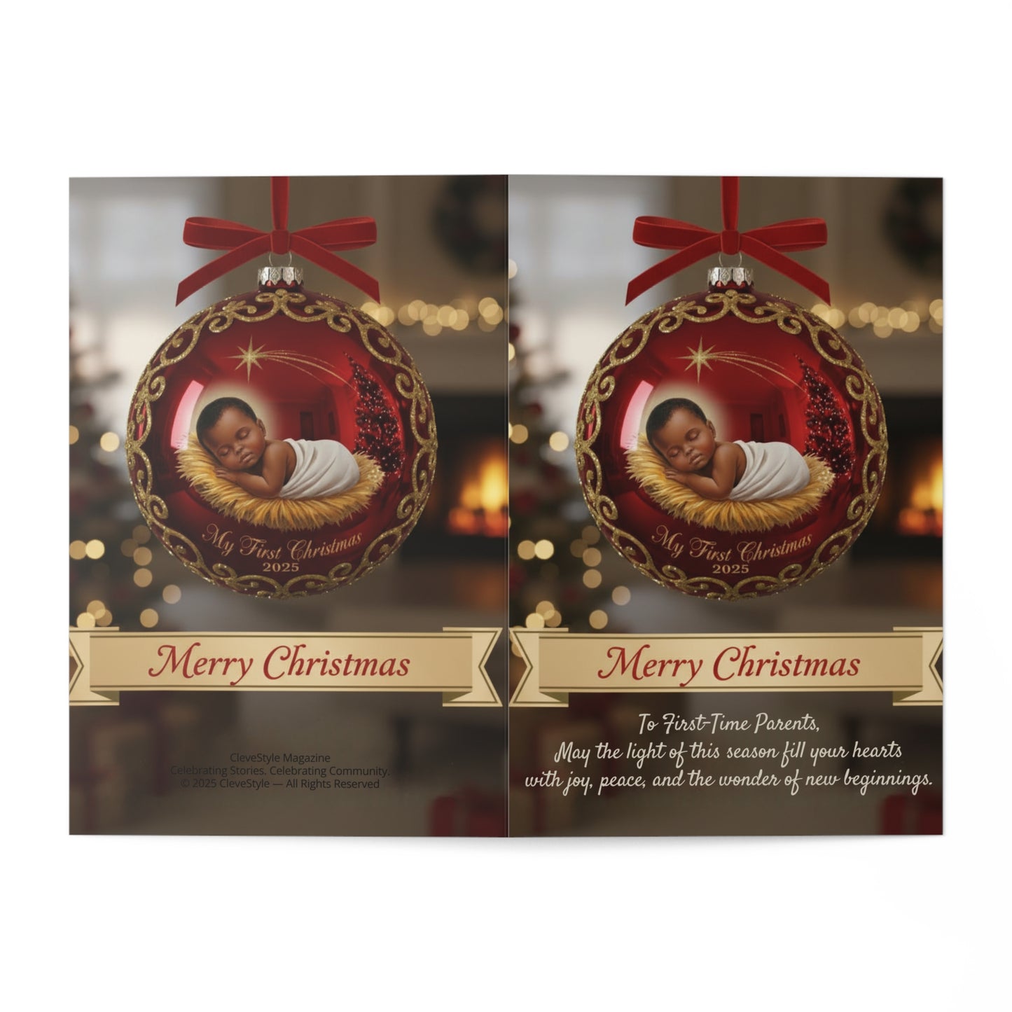 Christmas Baby Greeting Cards (7-Pack) — "Merry Christmas" New Parents First Christmas Card Set