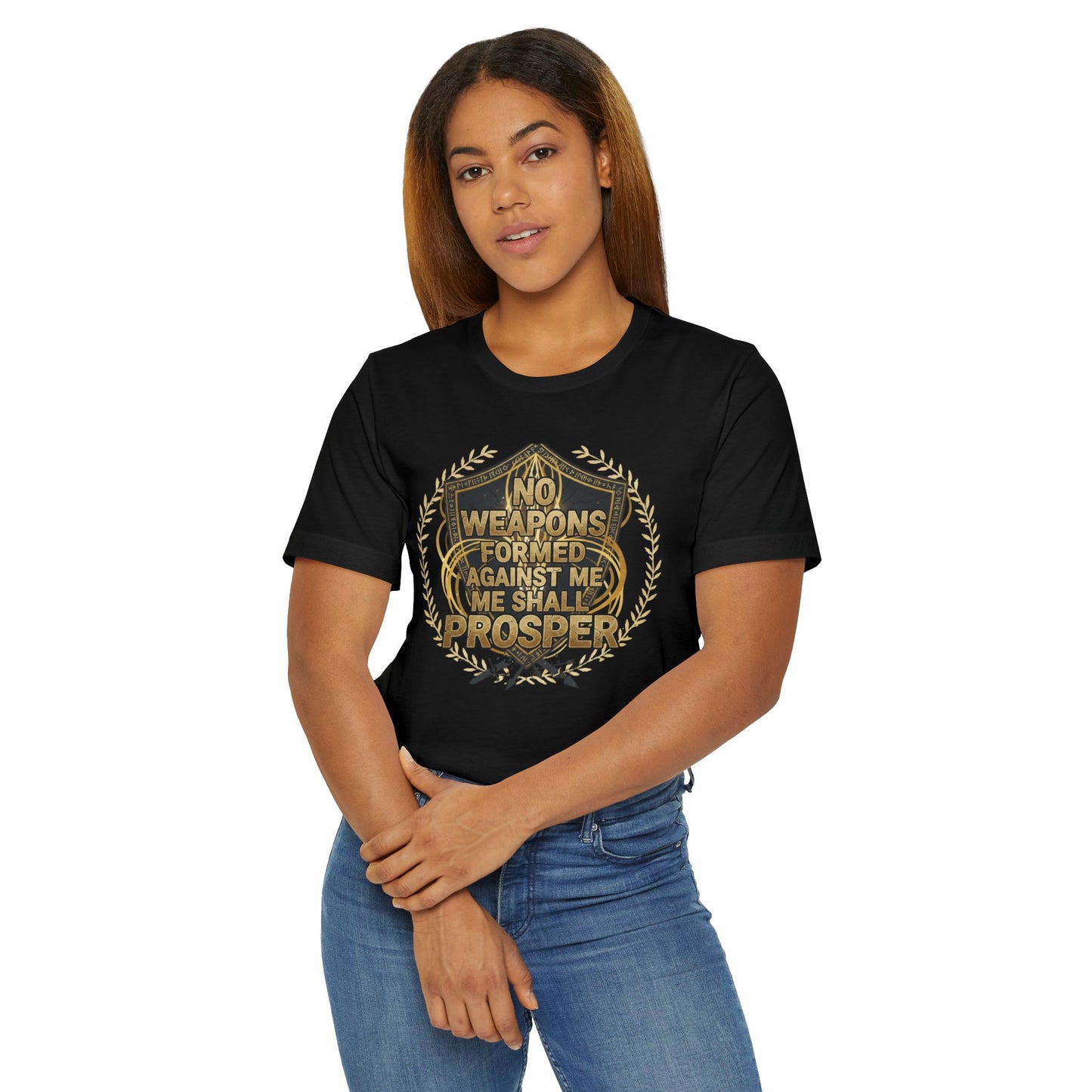 No Weapons Formed Against Me Shall Prosper Shield T-Shirt