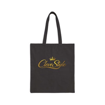 Canvas Tote Bag — "CleverStyle" Gold Script Logo Eco Shopper