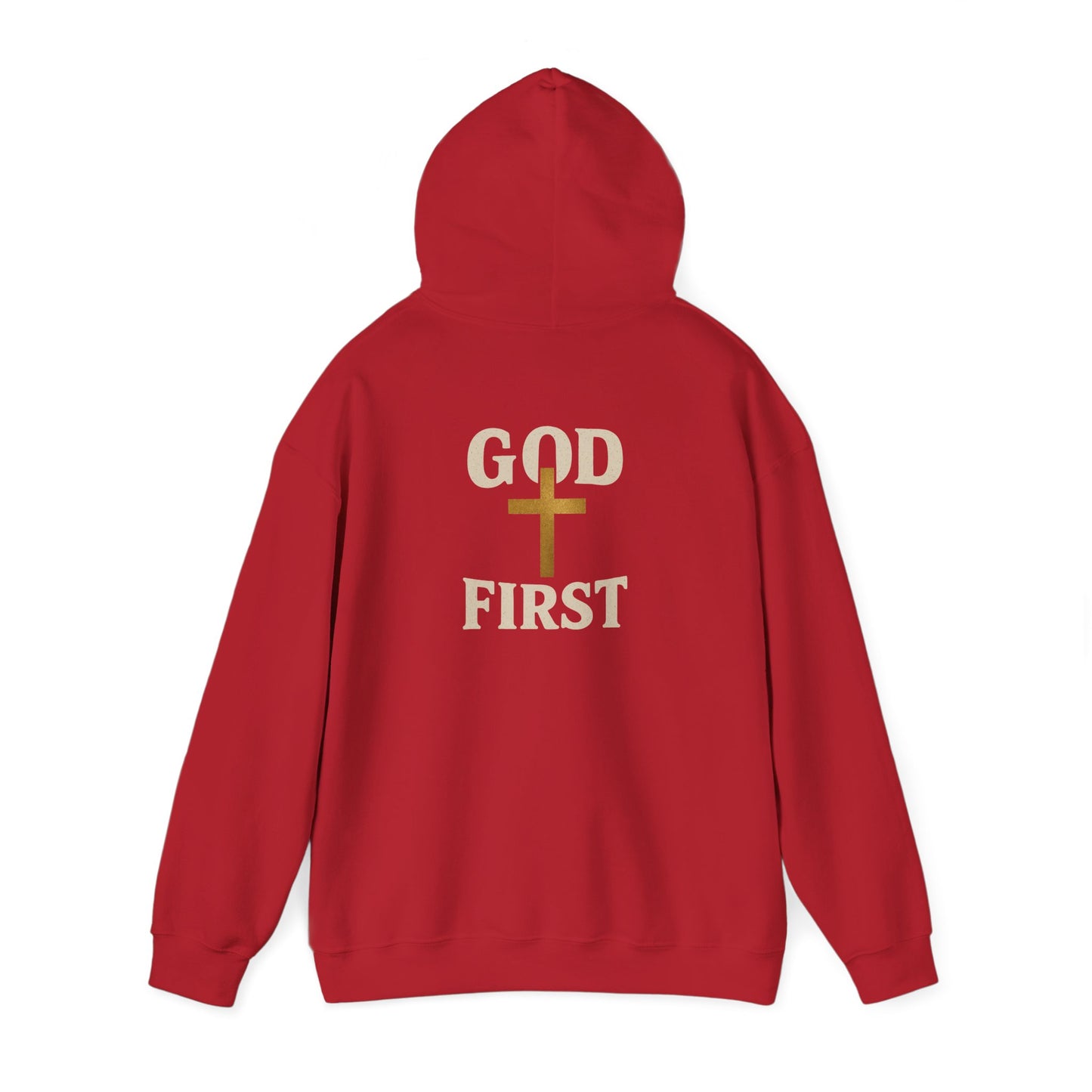 God First Hoodie — Faith-Based Christian Pullover with Gold Cross