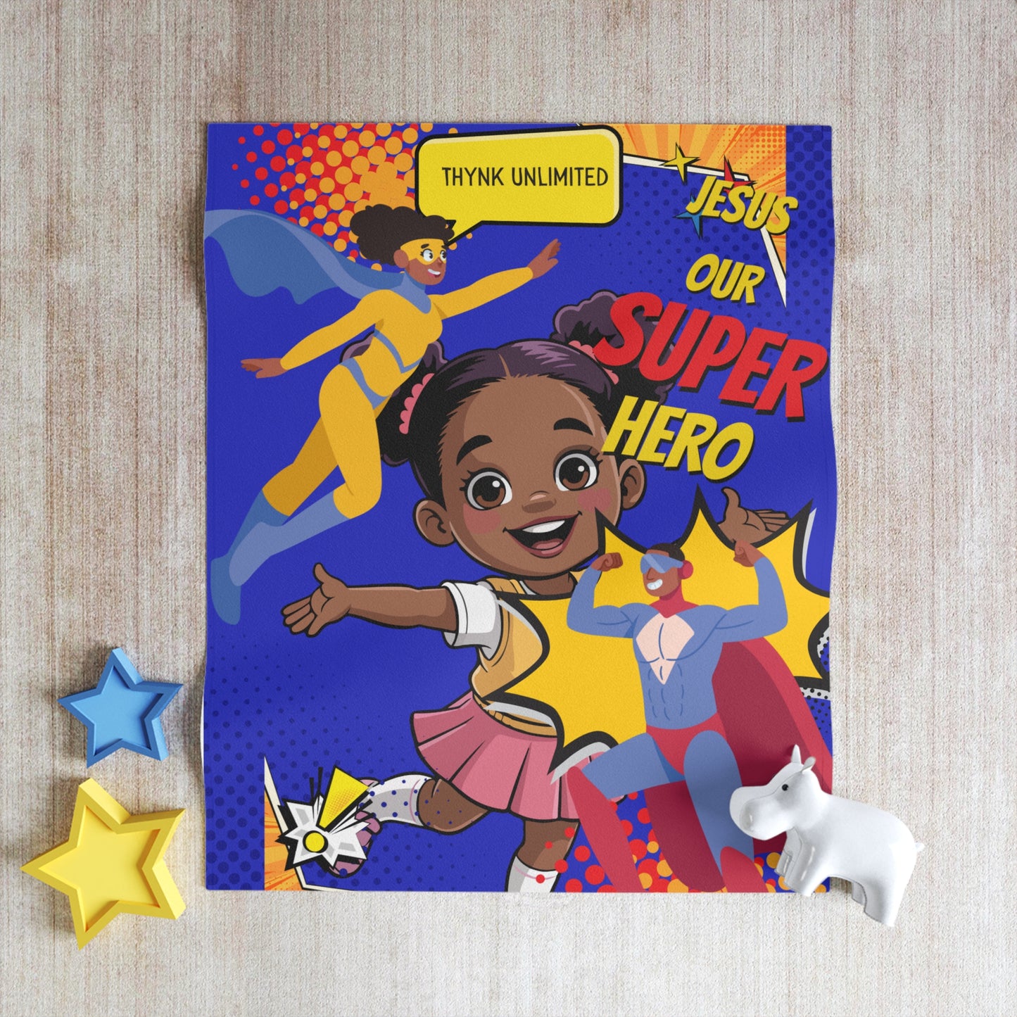 Jesus Superheroes Throw Blanket — Kids Christian Faith Blanket (Kindness • Leadership)