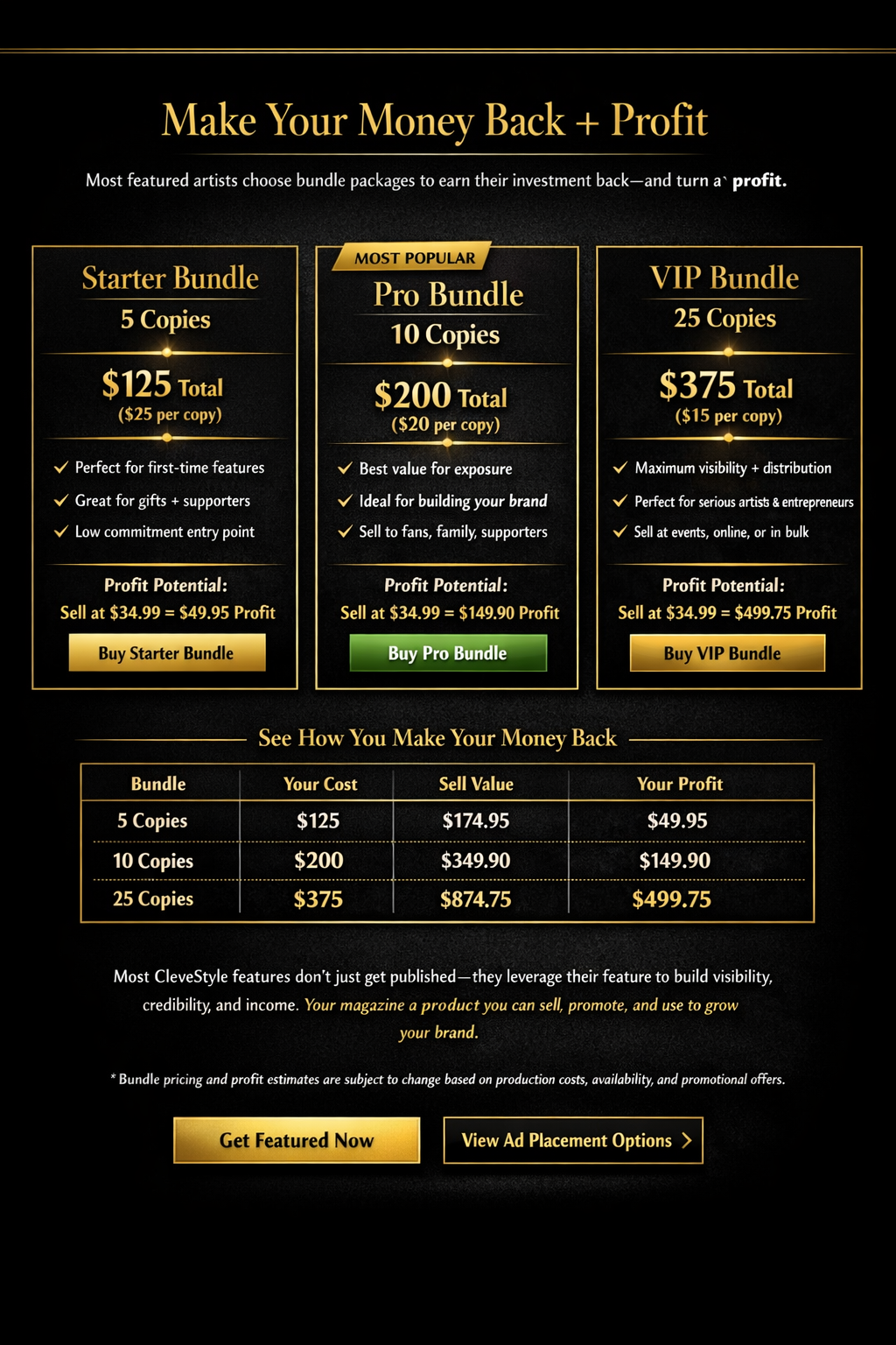 Make your money back + profit